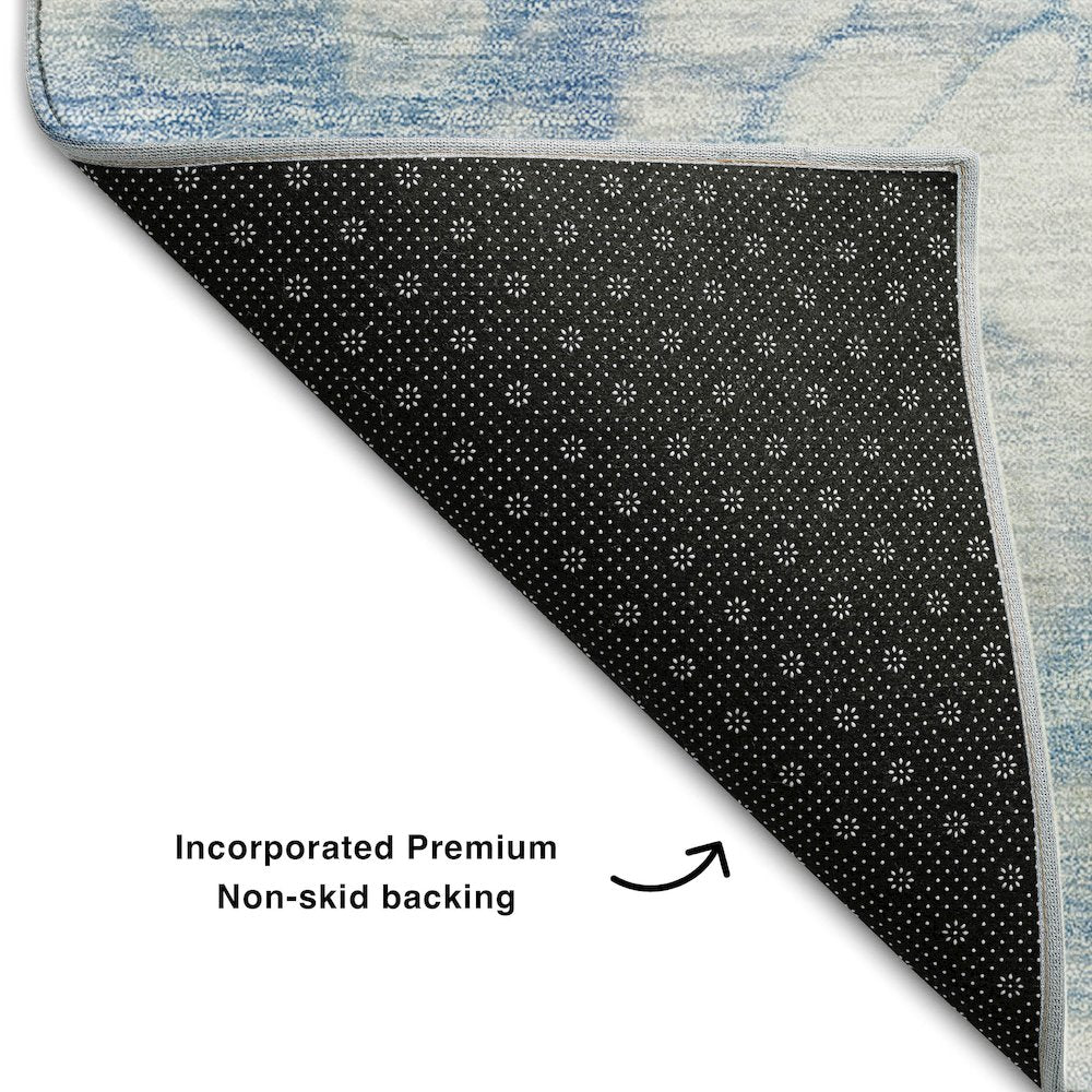 Premium Machine Washable Mayfield AMF699 Sky 2'3" x 7'6" Runner Rug