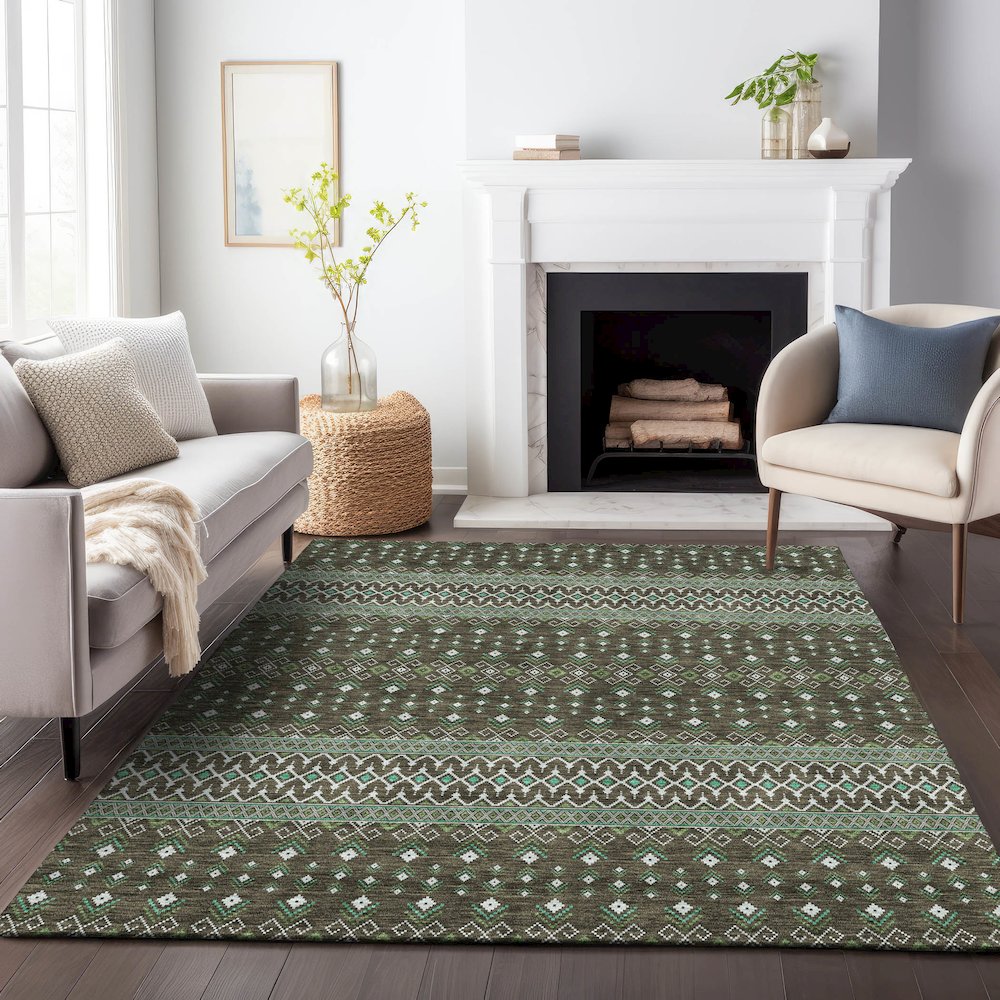 Premium Machine Washable Mayfield AMF708 Brown 3' x 5' Rug