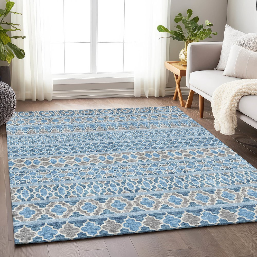 Premium Machine Washable Mayfield AMF726 Sky 3' x 5' Rug