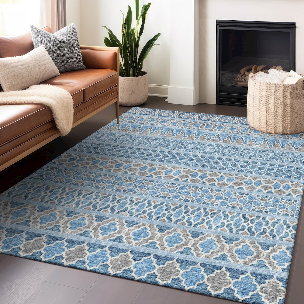 Premium Machine Washable Mayfield AMF726 Sky 3' x 5' Rug
