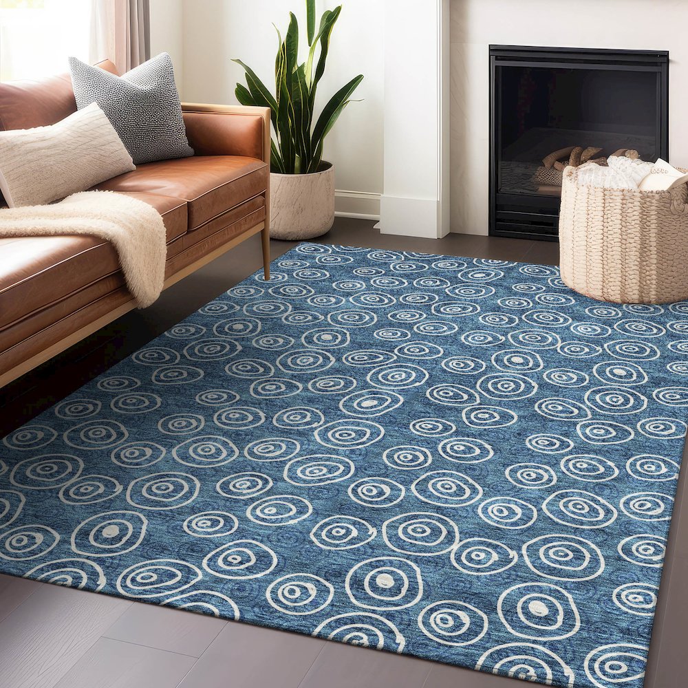 Premium Machine Washable Mayfield AMF728 Blue 3' x 5' Rug