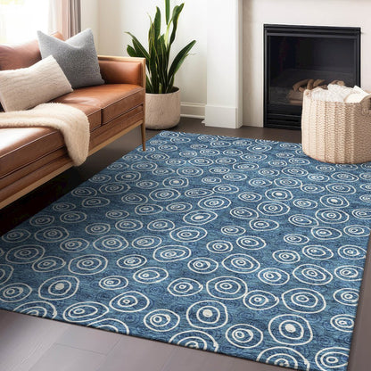 Premium Machine Washable Mayfield AMF728 Blue 3' x 5' Rug