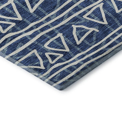Premium Machine Washable Mayfield AMF730 Navy 2'3" x 7'6" Runner Rug