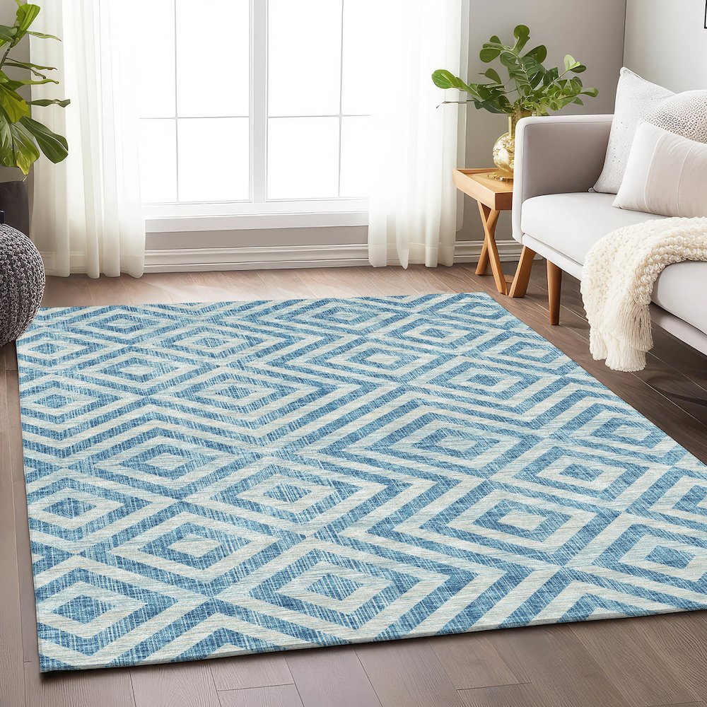 Premium Machine Washable Mayfield AMF733 Teal 3' x 5' Rug