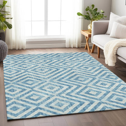 Premium Machine Washable Mayfield AMF733 Teal 3' x 5' Rug