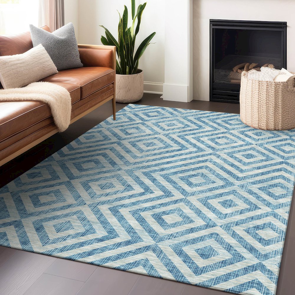 Premium Machine Washable Mayfield AMF733 Teal 3' x 5' Rug