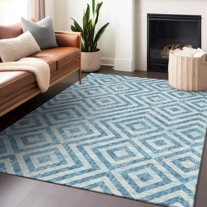 Premium Machine Washable Mayfield AMF733 Teal 3' x 5' Rug