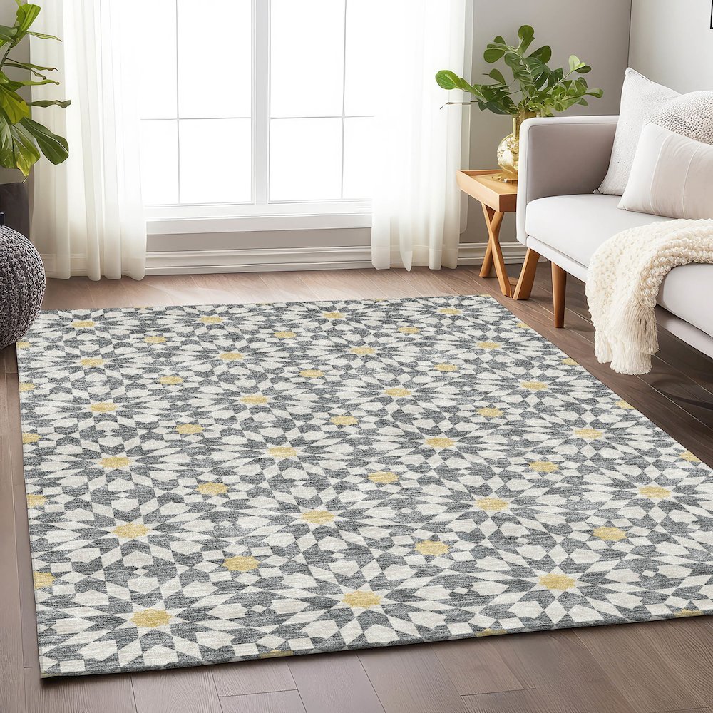 Premium Machine Washable Mayfield AMF734 Gray 3' x 5' Rug