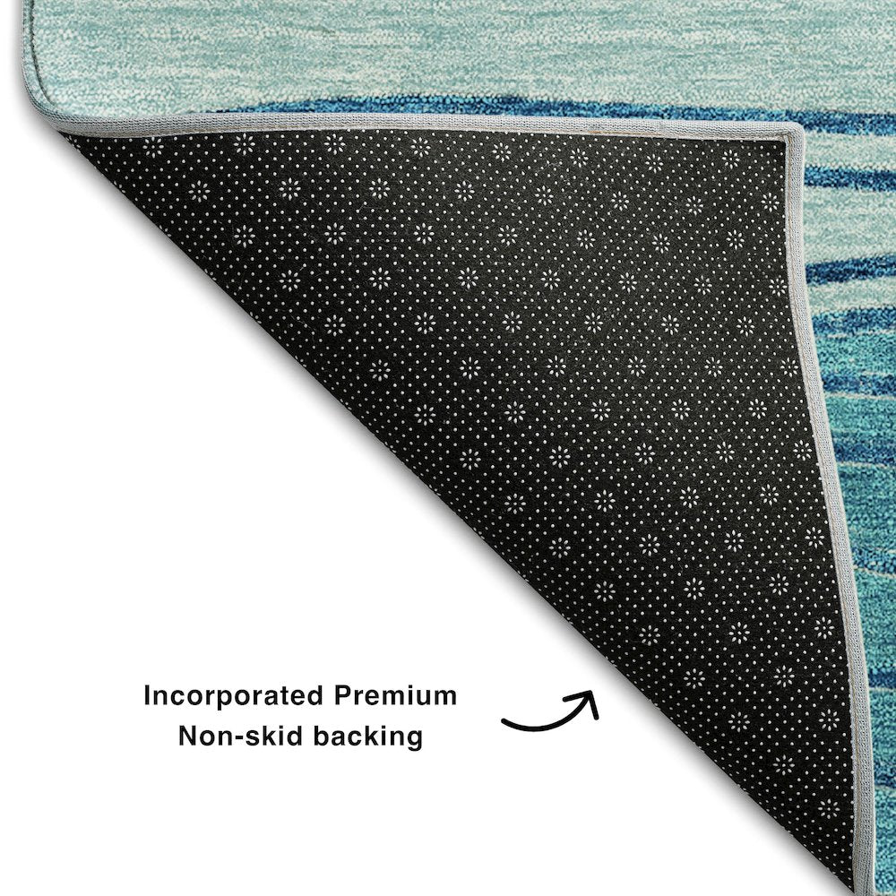 Premium Machine Washable Mayfield AMF735 Sky 2'3" x 7'6" Runner Rug