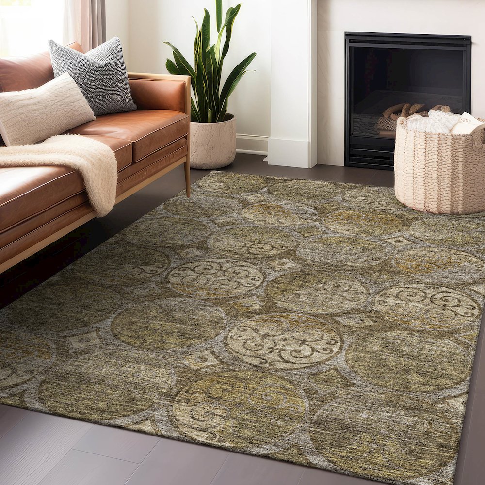 Premium Machine Washable Mayfield AMF738 Brown 3' x 5' Rug