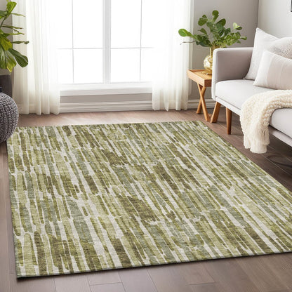 Premium Machine Washable Mayfield AMF739 Olive 3' x 5' Rug