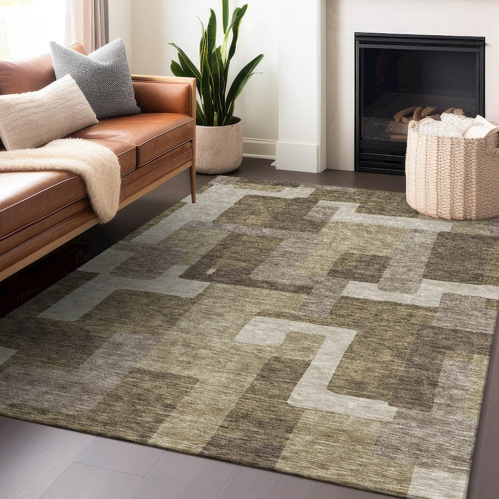 Premium Machine Washable Mayfield AMF740 Brown 3' x 5' Rug
