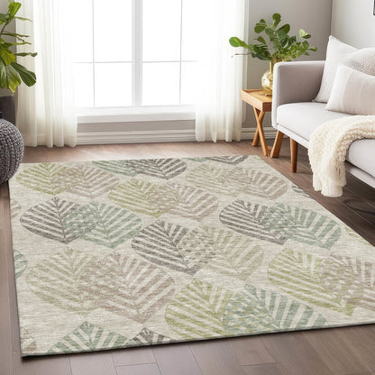Premium Machine Washable Mayfield AMF744 Beige 3' x 5' Rug