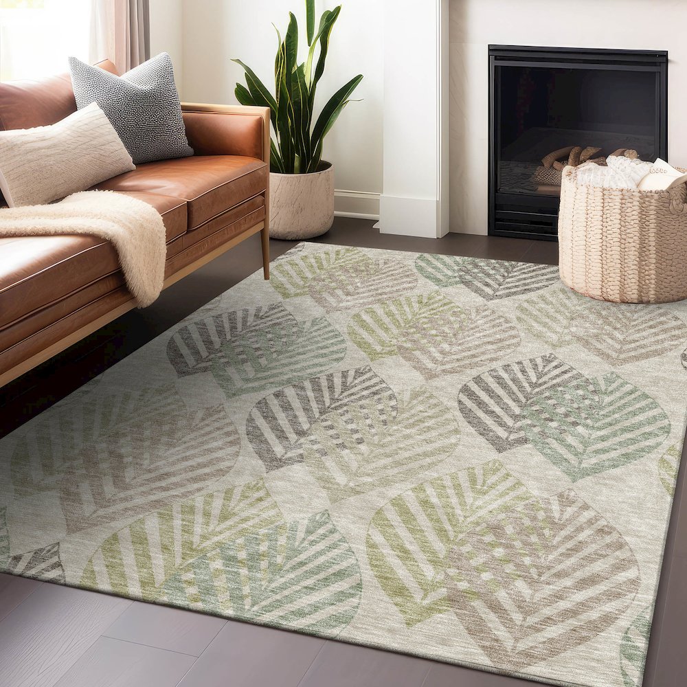 Premium Machine Washable Mayfield AMF744 Beige 3' x 5' Rug
