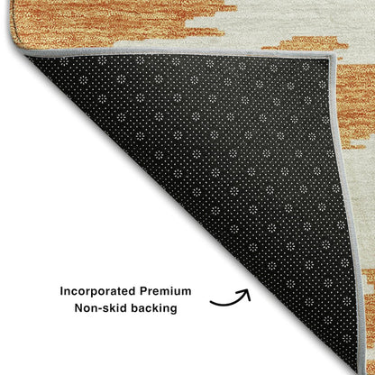 Premium Machine Washable Mayfield AMF746 Orange 2'3" x 7'6" Runner Rug