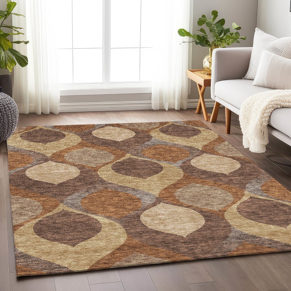 Premium Machine Washable Mayfield AMF749 Copper 3' x 5' Rug