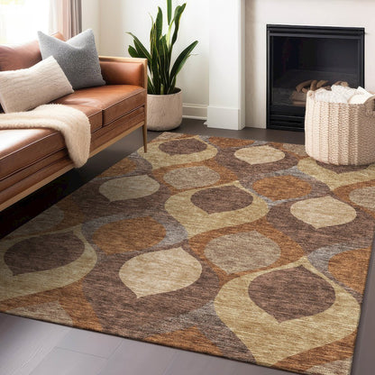 Premium Machine Washable Mayfield AMF749 Copper 3' x 5' Rug