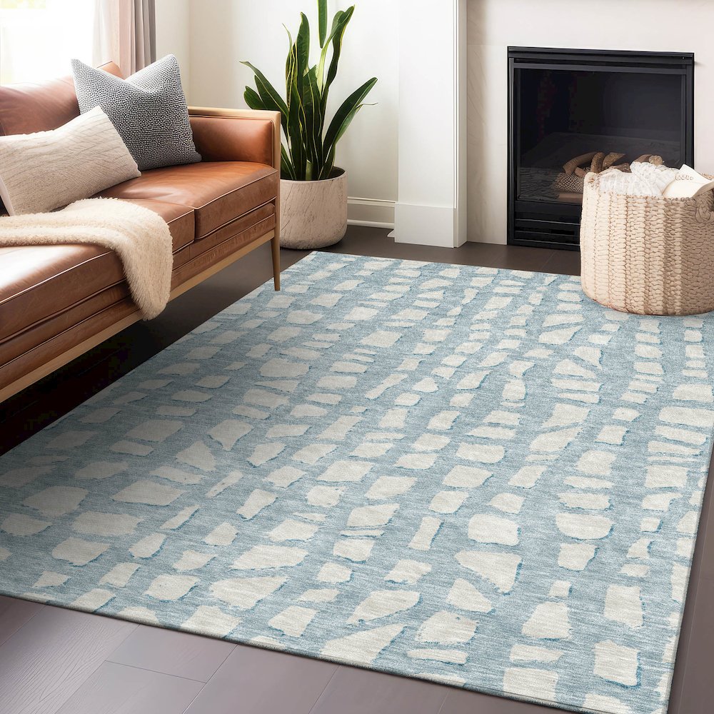 Premium Machine Washable Mayfield AMF754 Sky 3' x 5' Rug