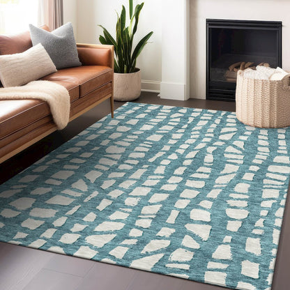 Premium Machine Washable Mayfield AMF754 Teal 3' x 5' Rug