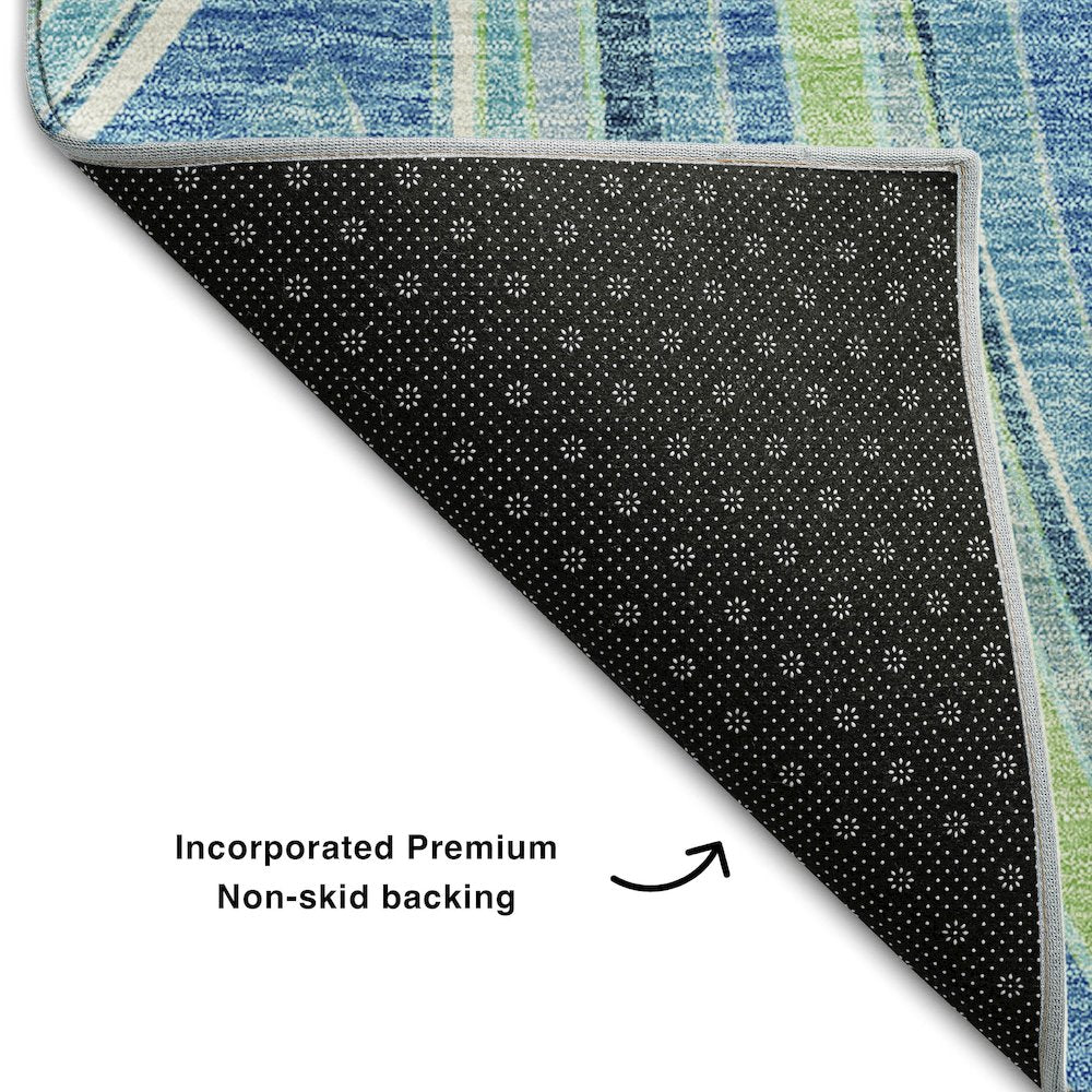 Premium Machine Washable Mayfield AMF756 Blue 2'3" x 7'6" Runner Rug