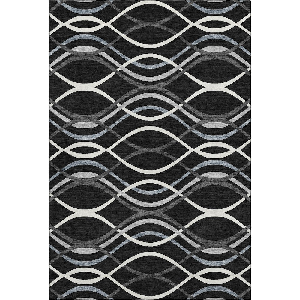 Premium Machine Washable Mayfield AMF757 Black 3' x 5' Rug