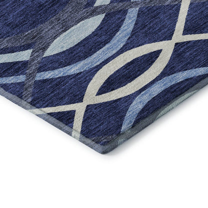 Premium Machine Washable Mayfield AMF757 Navy 2'3" x 7'6" Runner Rug