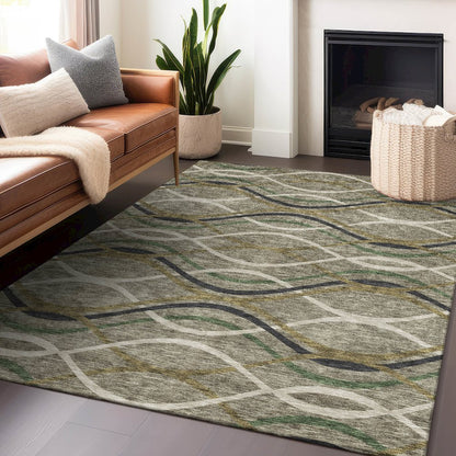 Premium Machine Washable Mayfield AMF757 Taupe 3' x 5' Rug