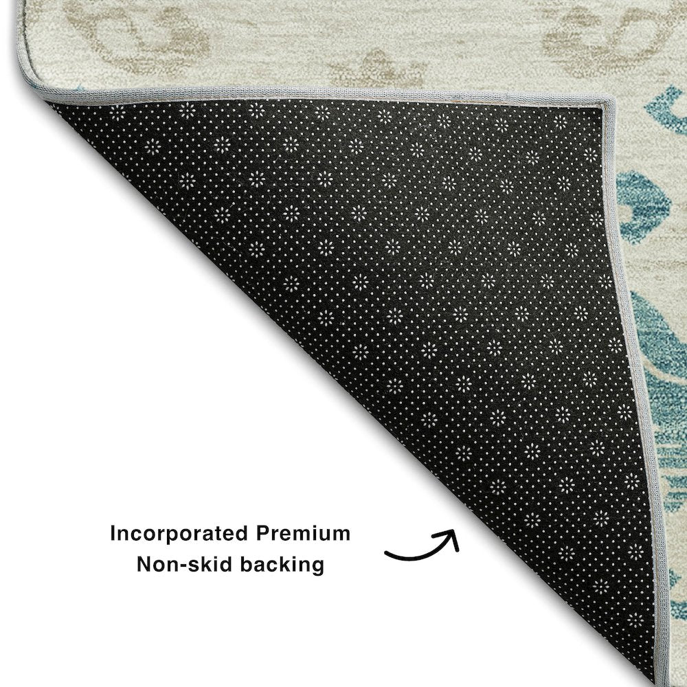 Premium Machine Washable Mayfield AMF759 Teal 2'3" x 7'6" Runner Rug