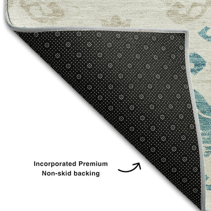 Premium Machine Washable Mayfield AMF759 Teal 2'3" x 7'6" Runner Rug