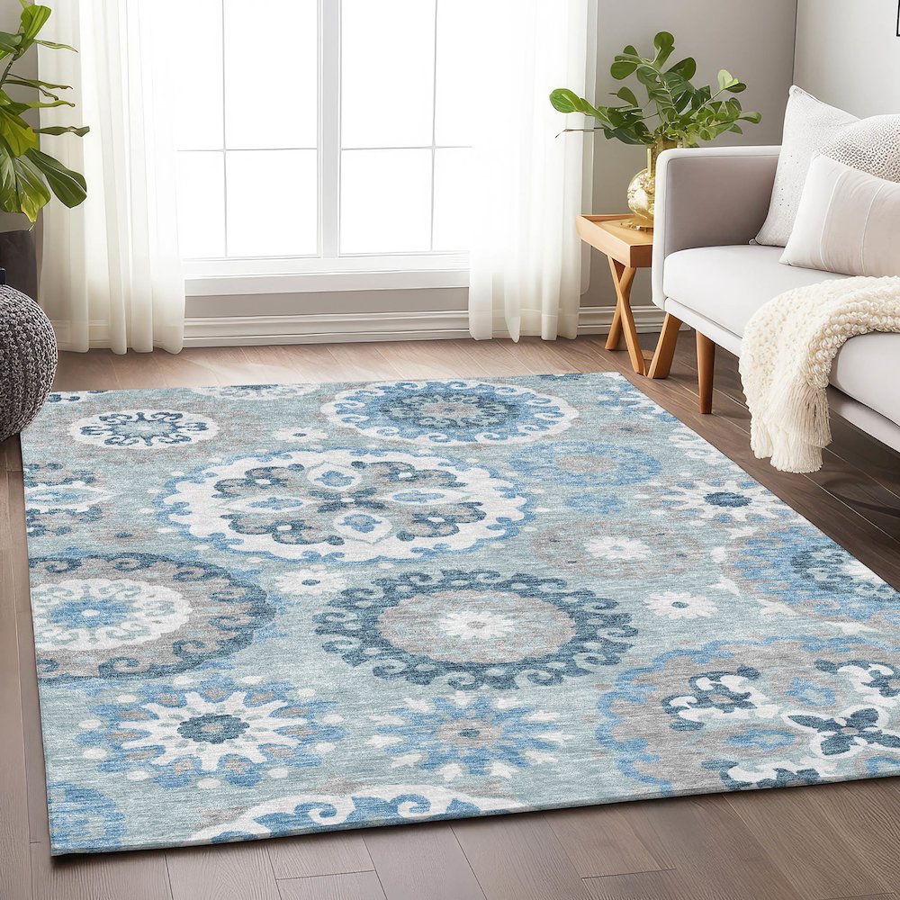 Premium Machine Washable Mayfield AMF763 Sky 3' x 5' Rug