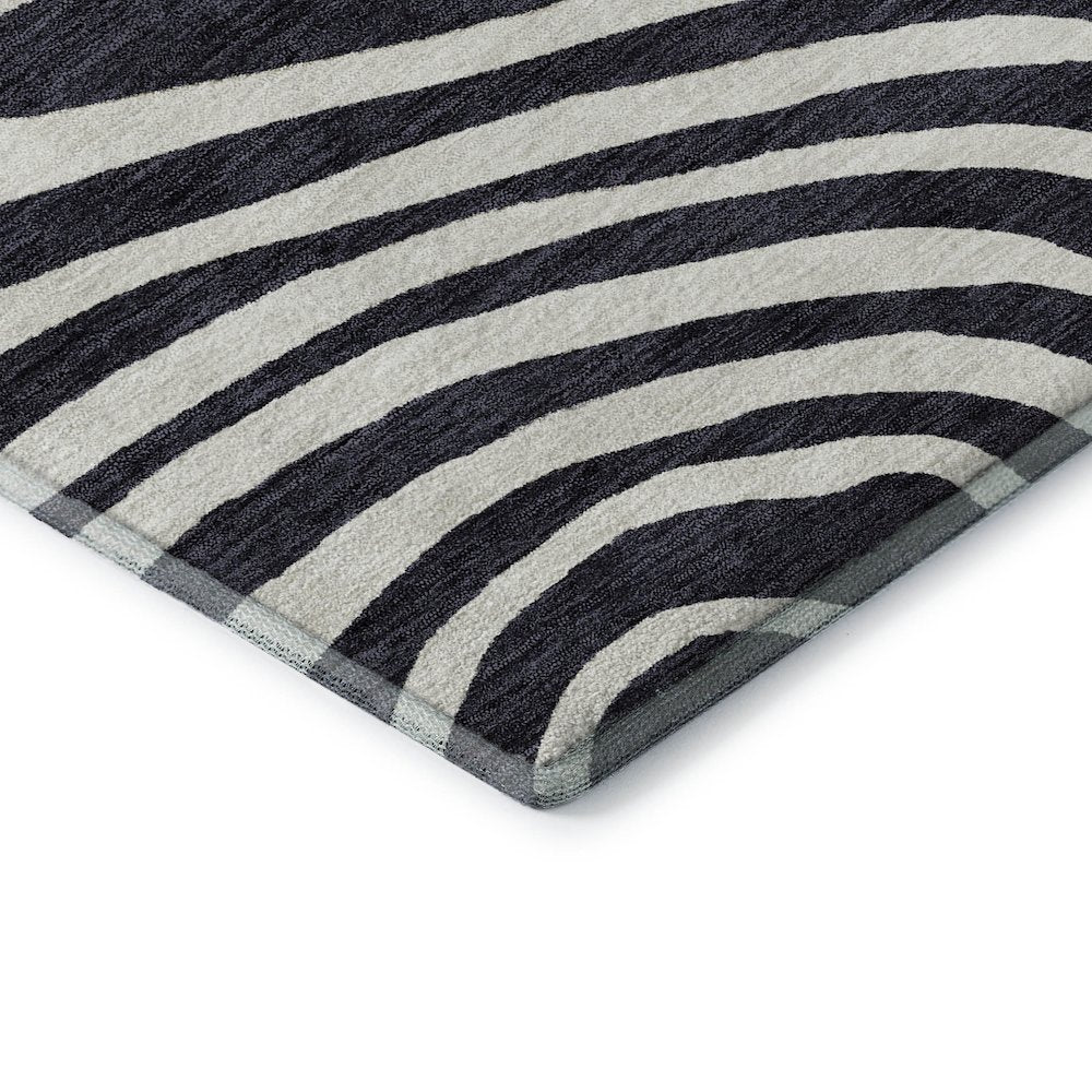 Premium Machine Washable Mayfield AMF765 Black 2'3" x 7'6" Runner Rug