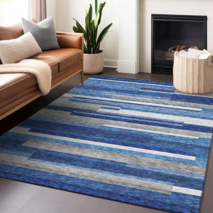Premium Machine Washable Mayfield AMF766 Blue 3' x 5' Rug