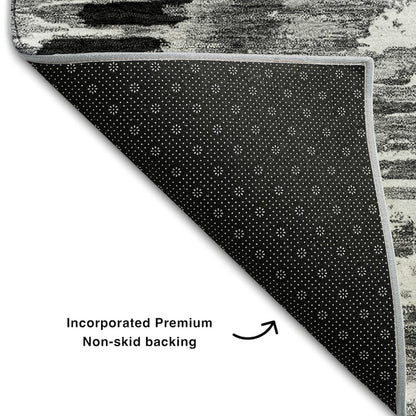 Premium Machine Washable Mayfield AMF767 Black 2'3" x 7'6" Runner Rug