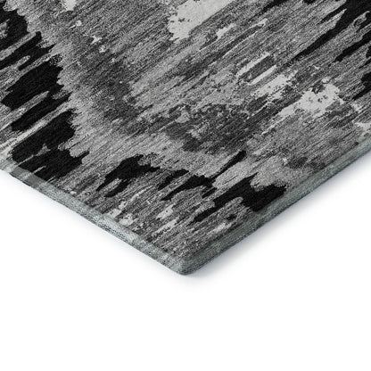 Premium Machine Washable Mayfield AMF767 Black 2'3" x 7'6" Runner Rug
