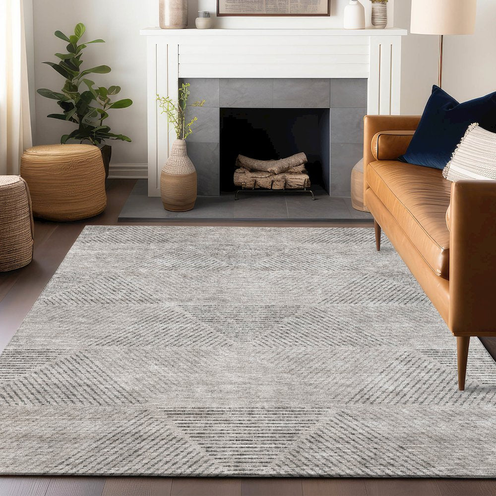 Premium Machine Washable Mayfield AMF777 Taupe 3' x 5' Rug