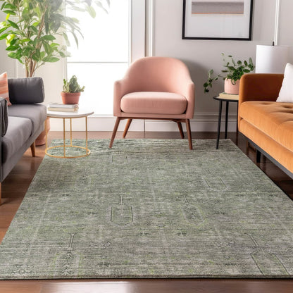 Premium Machine Washable Mayfield AMF790 Green 3' x 5' Rug