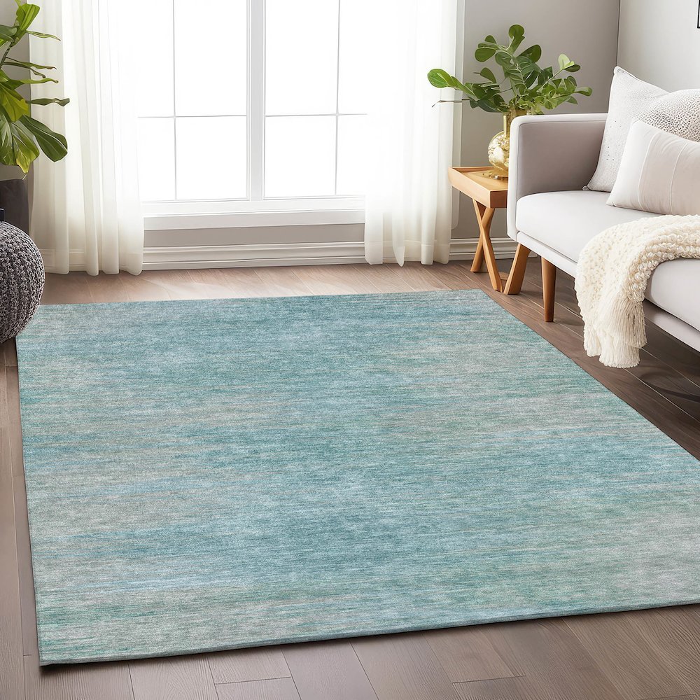 Premium Machine Washable Mayfield AMF794 Aqua 3' x 5' Rug