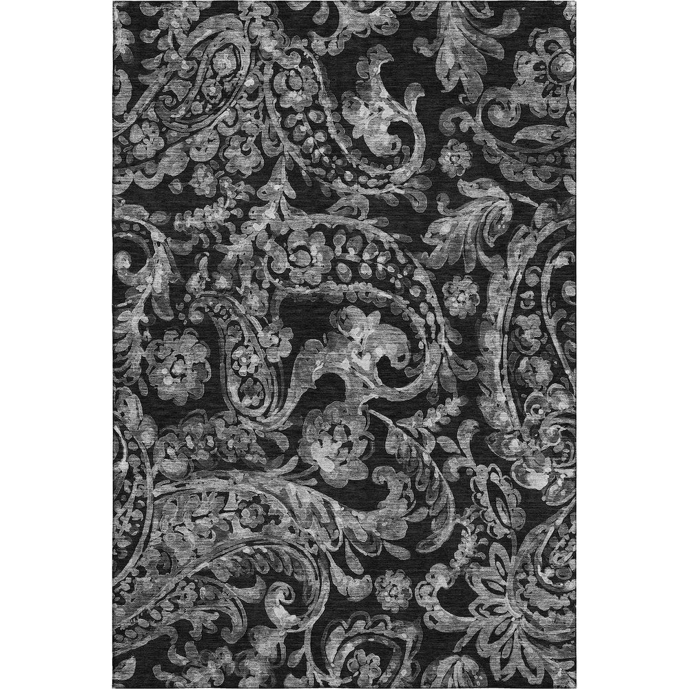 Premium Machine Washable Mayfield AMF835 Black 3' x 5' Rug