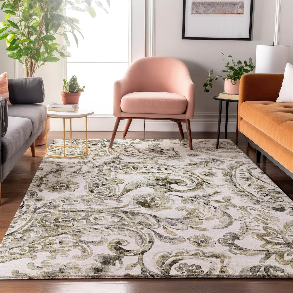 Premium Machine Washable Mayfield AMF835 Brown 3' x 5' Rug