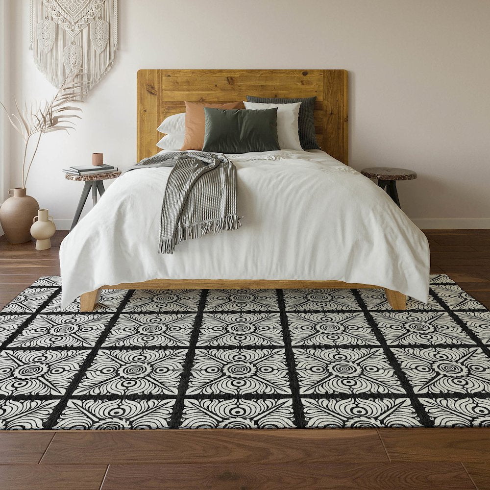 Premium Machine Washable Mayfield AMF854 Black 3' x 5' Rug