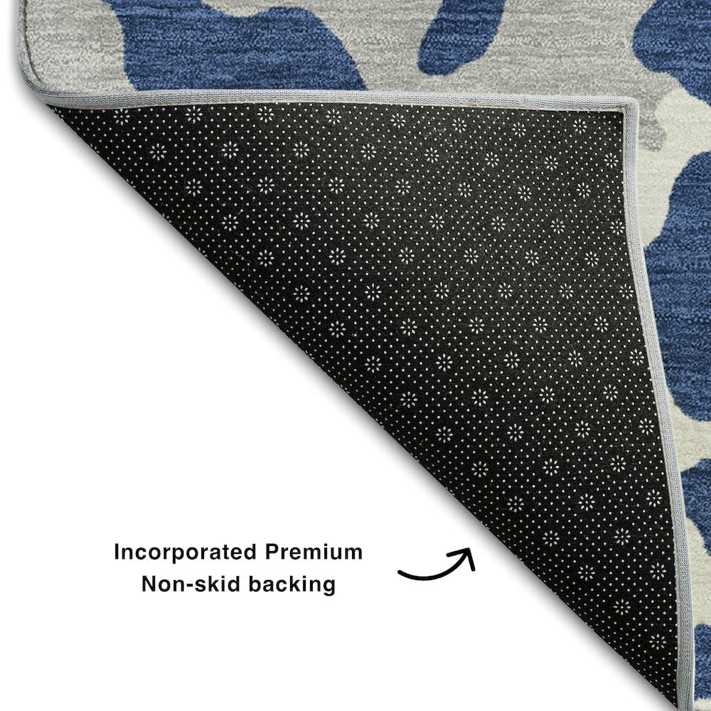 Premium Machine Washable Mayfield AMF873 Navy 2'3" x 7'6" Runner Rug
