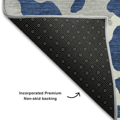 Premium Machine Washable Mayfield AMF873 Navy 2'3" x 7'6" Runner Rug