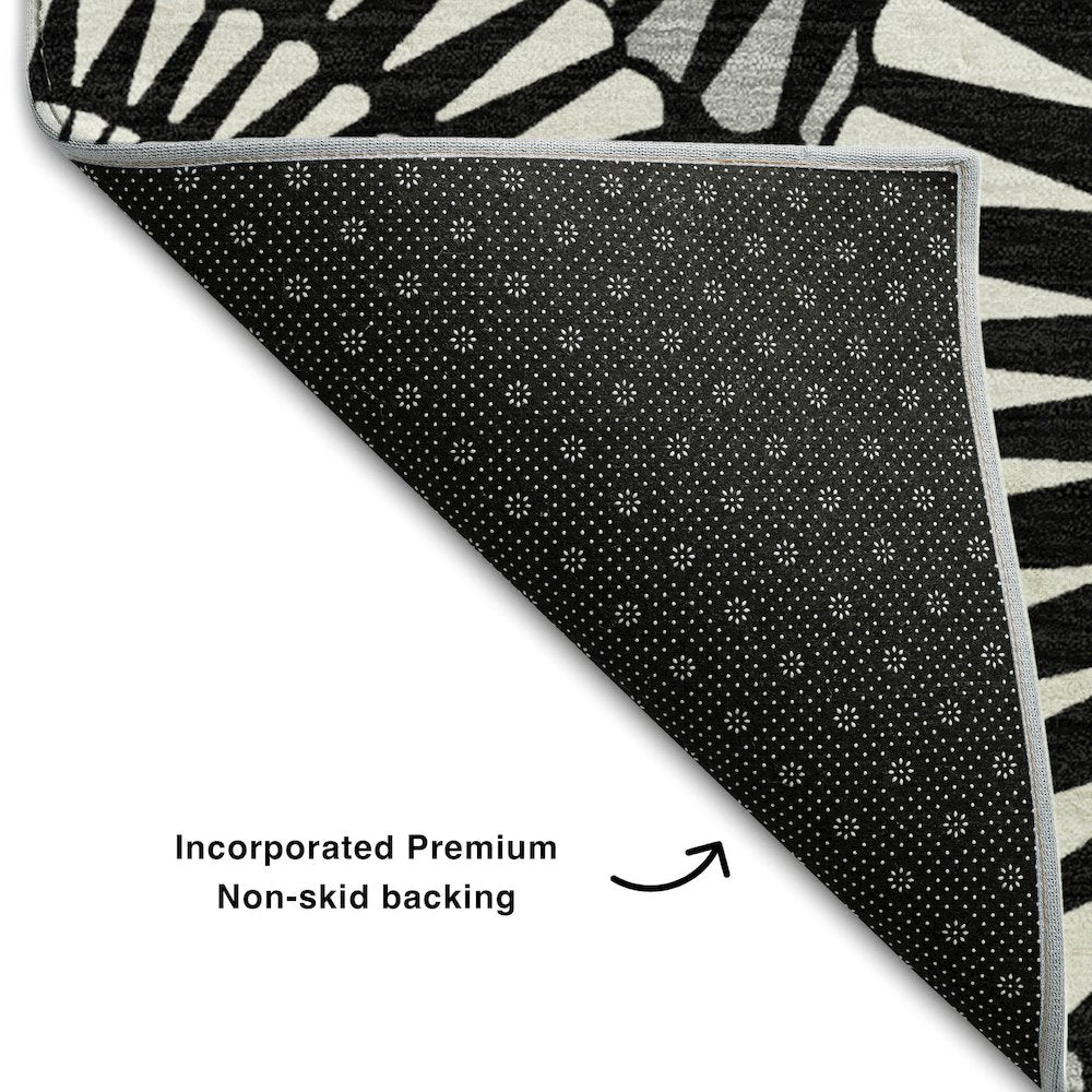 Premium Machine Washable Mayfield AMF877 Black 2'3" x 7'6" Runner Rug