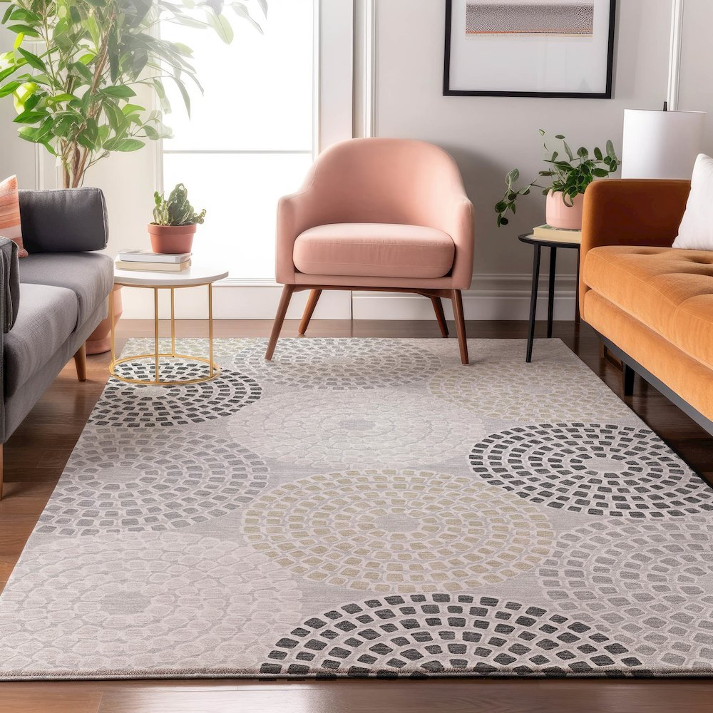 Premium Machine Washable Mayfield AMF882 Gray 3' x 5' Rug