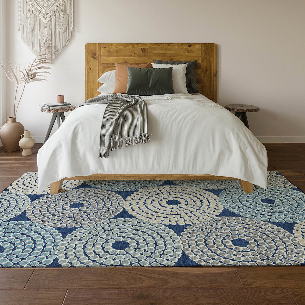 Premium Machine Washable Mayfield AMF882 Navy 3' x 5' Rug