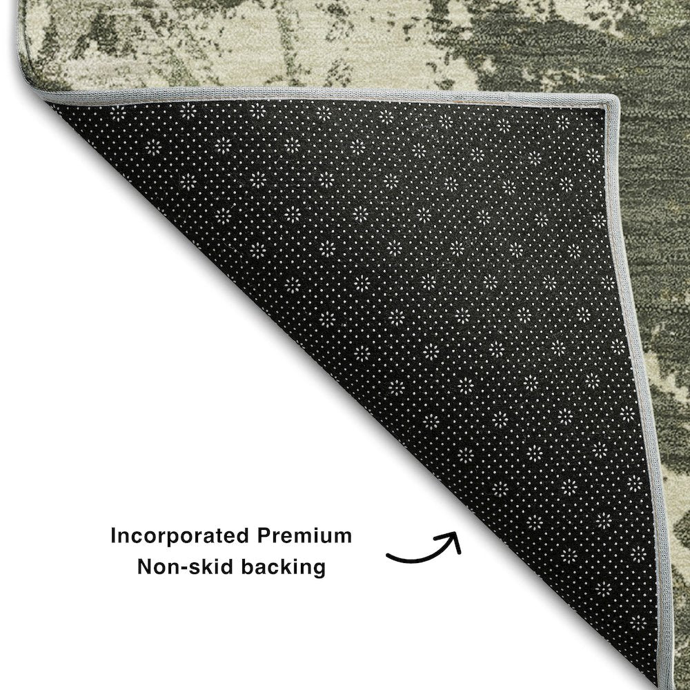 Premium Machine Washable Mayfield AMF885 Olive 2'3" x 7'6" Runner Rug