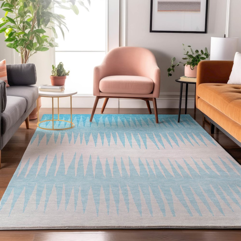 Premium Machine Washable Mayfield AMF886 Sky 3' x 5' Rug