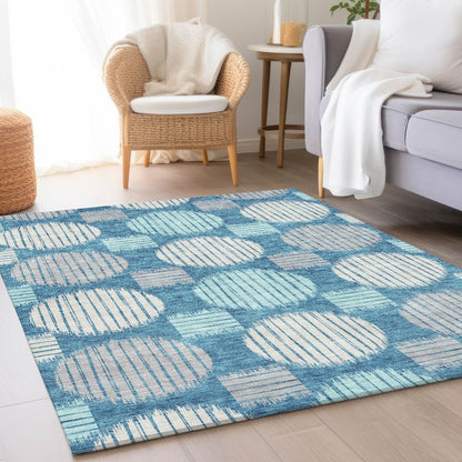 Premium Machine Washable Mayfield AMF900 Teal 3' x 5' Rug