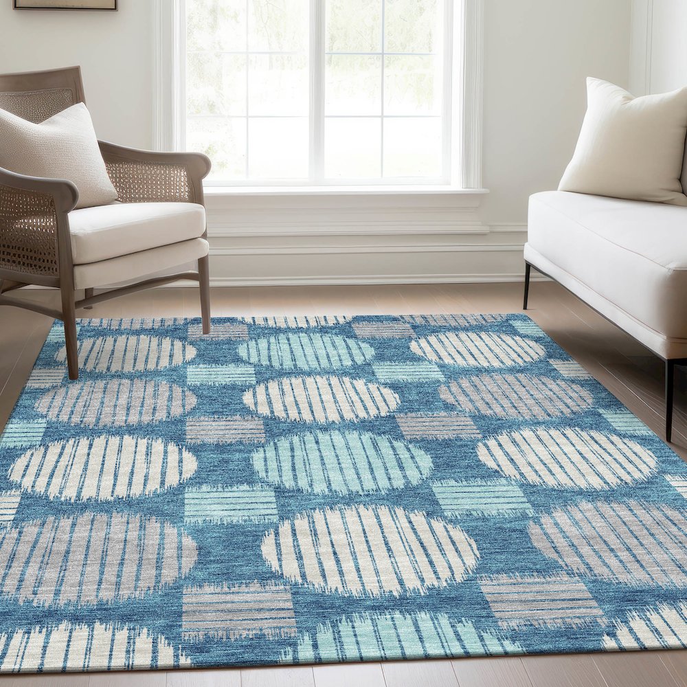 Premium Machine Washable Mayfield AMF900 Teal 3' x 5' Rug