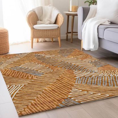 Premium Machine Washable Mayfield AMF904 Paprika 3' x 5' Rug